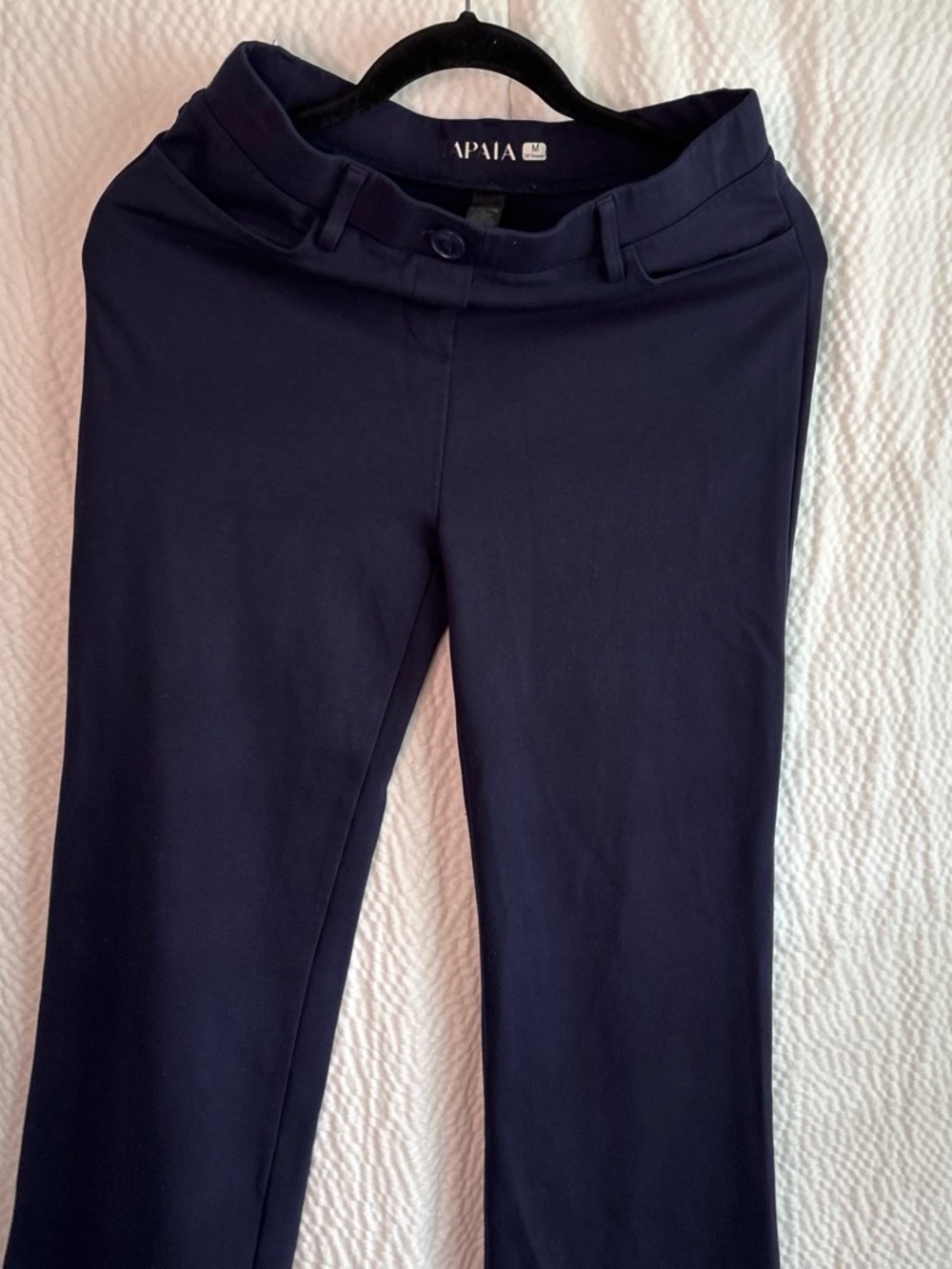A.Paia Navy Straight-Leg Stretch Pants